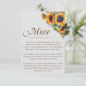 Elegante rustieke zonnebloemen kalligrafie bruilof informatiekaartje (Staand voorkant)