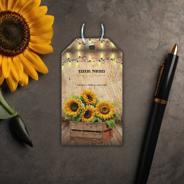 Elegante rustieke zonnebloemkrat Modern Baby showe Cadeaulabel