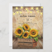 Elegante rustieke zonnebloemkrat Modern Baby showe Kaart (Voorkant)