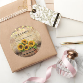 Elegante rustieke zonnebloemkrat Modern Baby showe Ronde Sticker