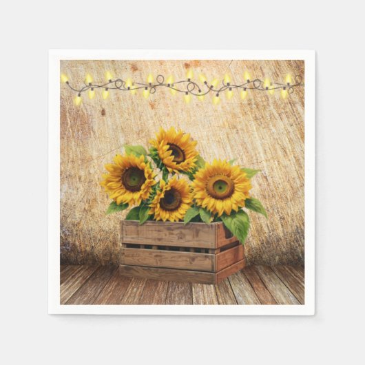 Elegante rustieke zonnebloemkrat Modern Baby showe Servet (Voorkant)