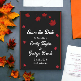 Elegante Rustieke Zwart-Wit Chic Herfst Bruiloft Save The Date