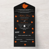 Elegante rustieke zwart wit Sinaasappel herfst bru All In One Uitnodiging (Binnen)