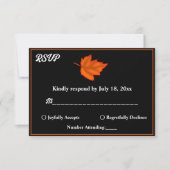 Elegante rustieke zwart wit Sinaasappel herfst bru RSVP Kaartje (Voorkant)