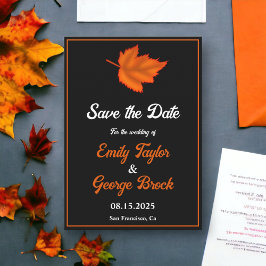 Elegante rustieke zwart wit Sinaasappel herfst bru Save The Date