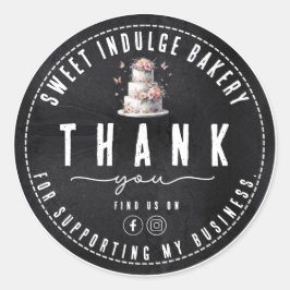 Elegante rustieke zwart witte bakkerij dank u ronde sticker