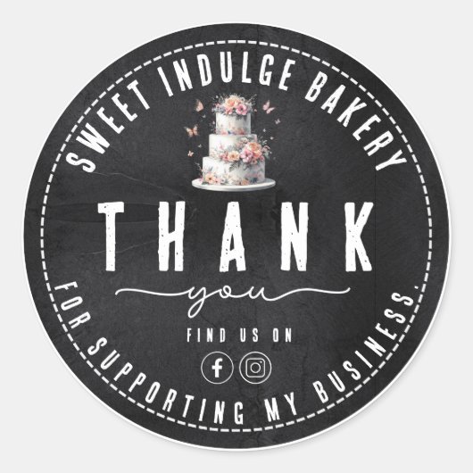 Elegante rustieke zwart witte bakkerij dank u ronde sticker (Voorkant)