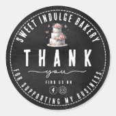 Elegante rustieke zwart witte bakkerij dank u ronde sticker (Voorkant)