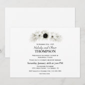 Elegante Rustieke Zwarte en Witte Bloemige Trouwfe Kaart (Voorkant / Achterkant)