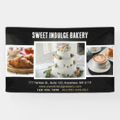 Elegante rustieke zwarte witte bakkerij spandoek (Horizontaal)