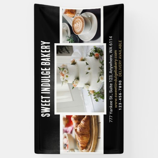 Elegante rustieke zwarte witte bakkerij spandoek (Verticaal)