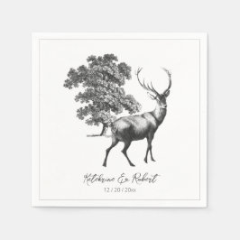 Elegante Rustieke Zwarte Witte Hert in het Bos Servet
