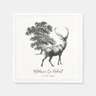 Elegante Rustieke Zwarte Witte Hert in het Bos Servet