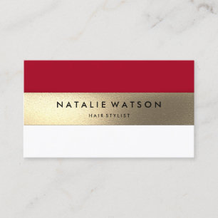 Elegante Ruwe FAUX Gouden Streep Rode Moderne Visitekaartje