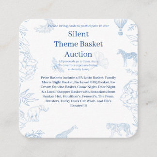 Elegante Safari in Blau Baby Shower Enclosure Kaar Informatiekaartje