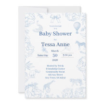 Elegante Safari in Blau Baby Shower Uitnodiging