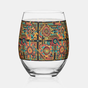 Elegante saffier "Aztec Dream" Stemloos wijnglas Zonder Voet