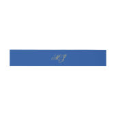 Elegante Saffier Blauw Goud Monogram Initialen Uitnodigingen Wikkel (Vlak)