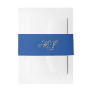 Elegante Saffier Blauw Goud Monogram Initialen Uitnodigingen Wikkel