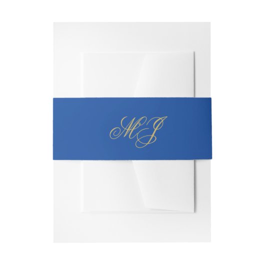 Elegante Saffier Blauw Goud Monogram Initialen Uitnodigingen Wikkel (Voorkant Voorbeeld)