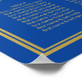 Elegante Saffier Blauw Goud Monogram Lijst Zitplaa Poster (Hoek)