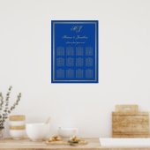 Elegante Saffier Blauw Goud Monogram Lijst Zitplaa Poster (Keuken)