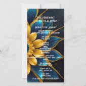 Elegante saffier en gouden bloemen bruiloft (Voorkant)