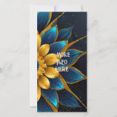 Elegante saffier en gouden bloemen bruiloft (Achterkant)