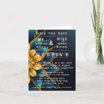 Elegante saffier en gouden bloemenbruiloft