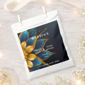 Elegante saffier en gouden bloemenbruiloft bedankzakje (Geknipt)