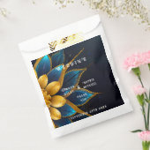 Elegante saffier en gouden bloemenbruiloft bedankzakje (Gezegeld)