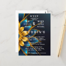 Elegante saffier en gouden bloemenbruiloft