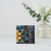 Elegante saffier en gouden bloemenbruiloft informatiekaartje (Staand voorkant)