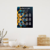 Elegante saffier en gouden bloemenbruiloft poster (Keuken)