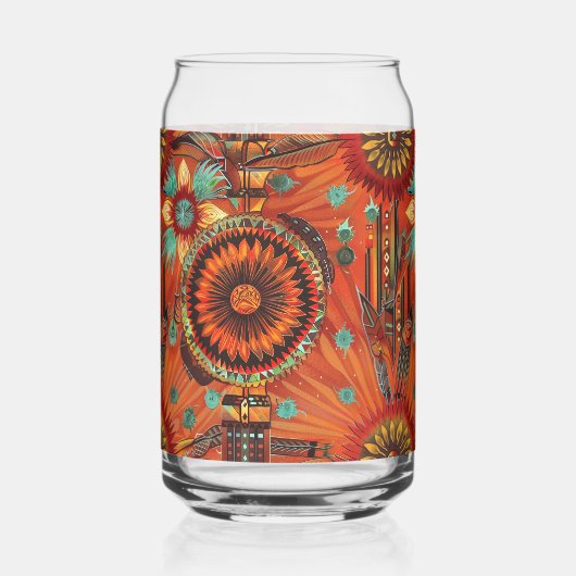 Elegante saffier "ingewikkelde echo's" bedrukt kan blikvorm glas (Voorkant)