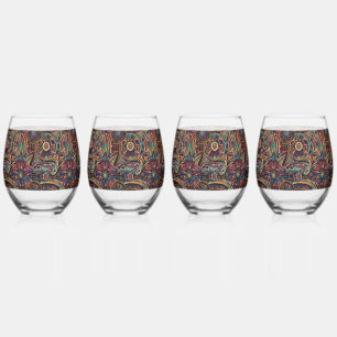 Elegante Saffier "Kroniek van de Ouden" Wijn Wijnglas Zonder Voet