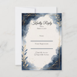 Elegante saffier minimalistische luxe trouwdag RSVP kaartje