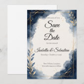 Elegante saffier minimalistische luxe trouwdag save the date (Voorkant / Achterkant)