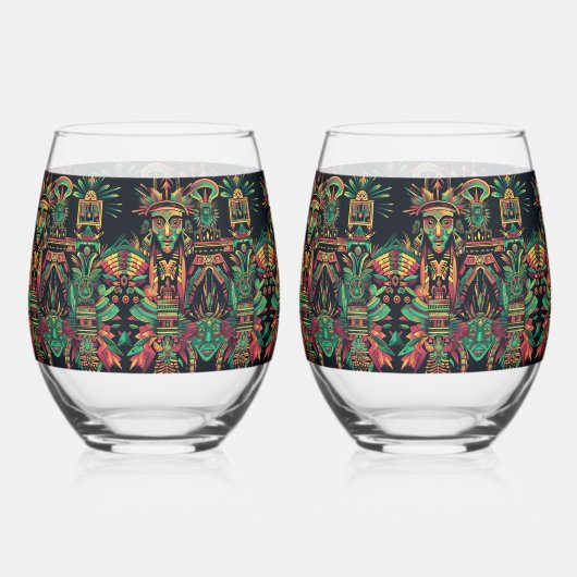 Elegante saffier "voorouderlijk paradigma" 16oz Wi Wijnglas Zonder Voet (Voorkant)