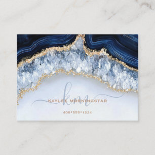 Elegante saffierblauwe agaat geode en kristallen visitekaartje