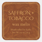 Elegante Saffraan + Tabak Custom Wax Melts Label (Voorkant)