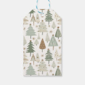 Elegante saga groen Modern kerstbomen patroon Cadeaulabel (Achterkant)