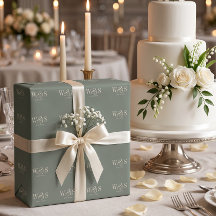 Elegante Sage bruidspaar eerste letters