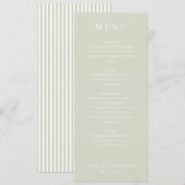 Elegante Sage Bruiloftsmenu Menu (Voorkant / Achterkant)