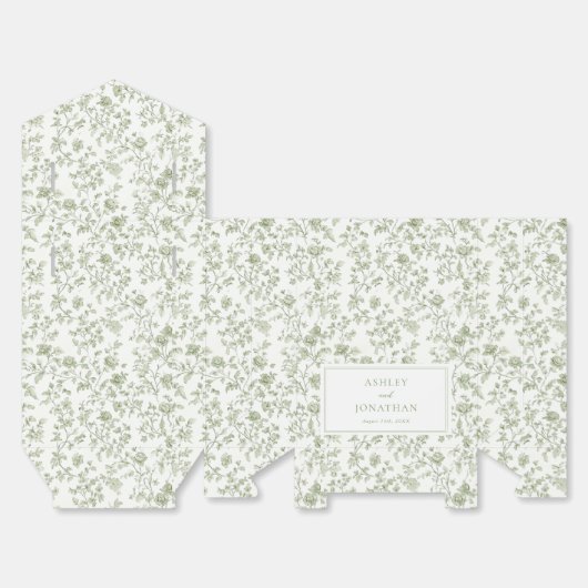 Elegante Sage Chinoiserie bruiloft Bedankdoosjes (Ongevouwen)