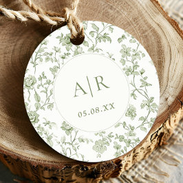 Elegante Sage Chinoiserie bruiloft Bedankjes Labels