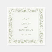 Elegante Sage Chinoiserie bruiloft Servet (Voorkant)