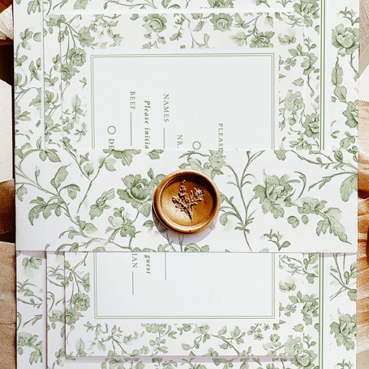 Elegante Sage Chinoiserie bruiloft Uitnodigingen Wikkel