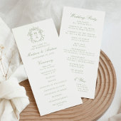 Elegante Sage Chinoiserie Crest Wedding Program
