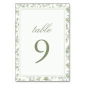 Elegante Sage Chinoiserie Trouwtafel Nummer Kaart (Voorkant)